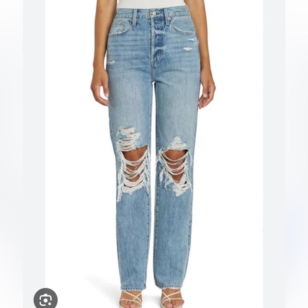 Pistola High Rise Distressed Blue Jeans